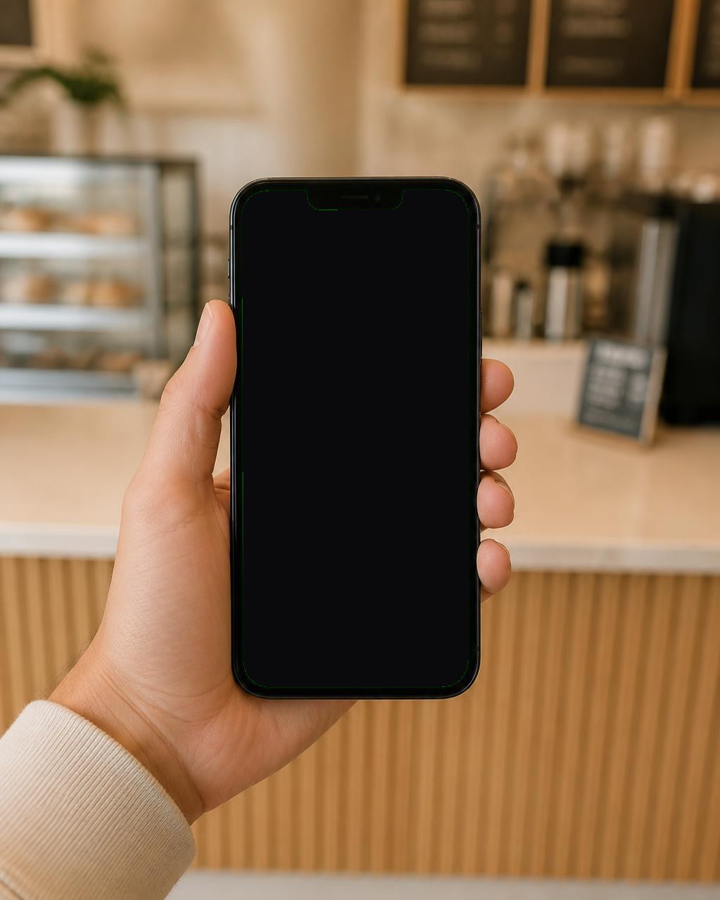 Telefoon in de hand met de digitale spaarkaart in de Wallet